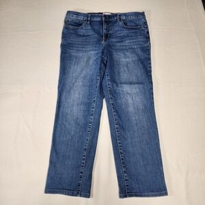 Nicole Miller Tribeca Mid Rise Straight Jeans Women Size 14 (Fit 34W 26L)